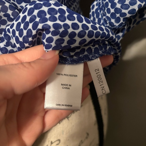 NY&C Long Sleeve Blue & White Polka Dot Sheer Vintage Ruffle Top Size XS - Picture 4 of 4